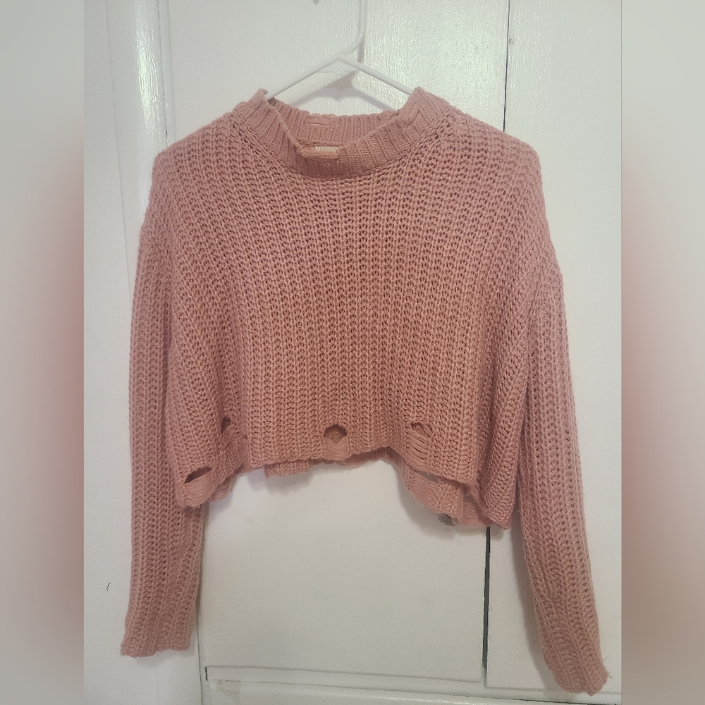 Distressed Crop Sweater
